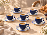 Lavis Blue Espresso Kop (80cc) & Schotel Set van 6