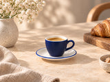 Lavis Blue Espresso Kop (80cc) & Schotel Set van 6